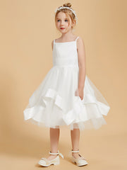 Square Neckline Ruffles Knee-Length Flower Girl Dress