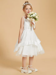 Square Neckline Ruffles Knee-Length Flower Girl Dress