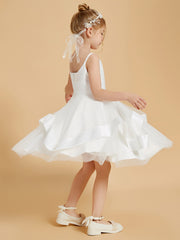 Square Neckline Ruffles Knee-Length Flower Girl Dress