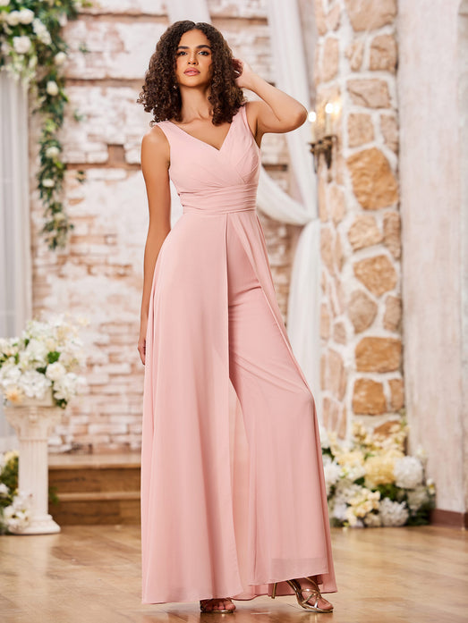 Cami Strap Chiffon Sheath Bridesmaid Gown in Dusk Blue