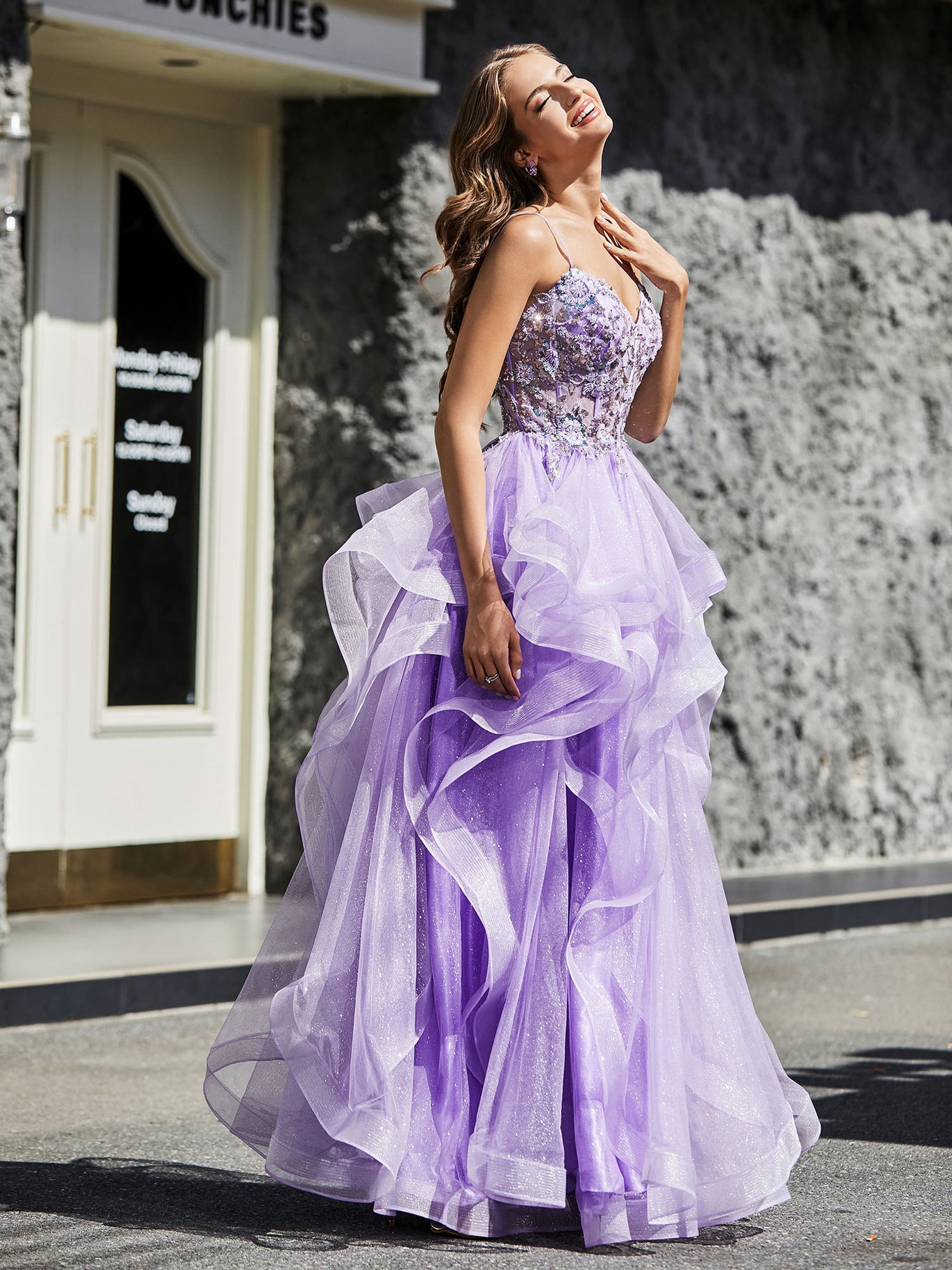 purple tulle prom dress BABARONI BABARONI Tulle Burgundy Prom Dresses A-line Spaghetti Straps Ruffle Ruched Beaded, Burgundy / US0
