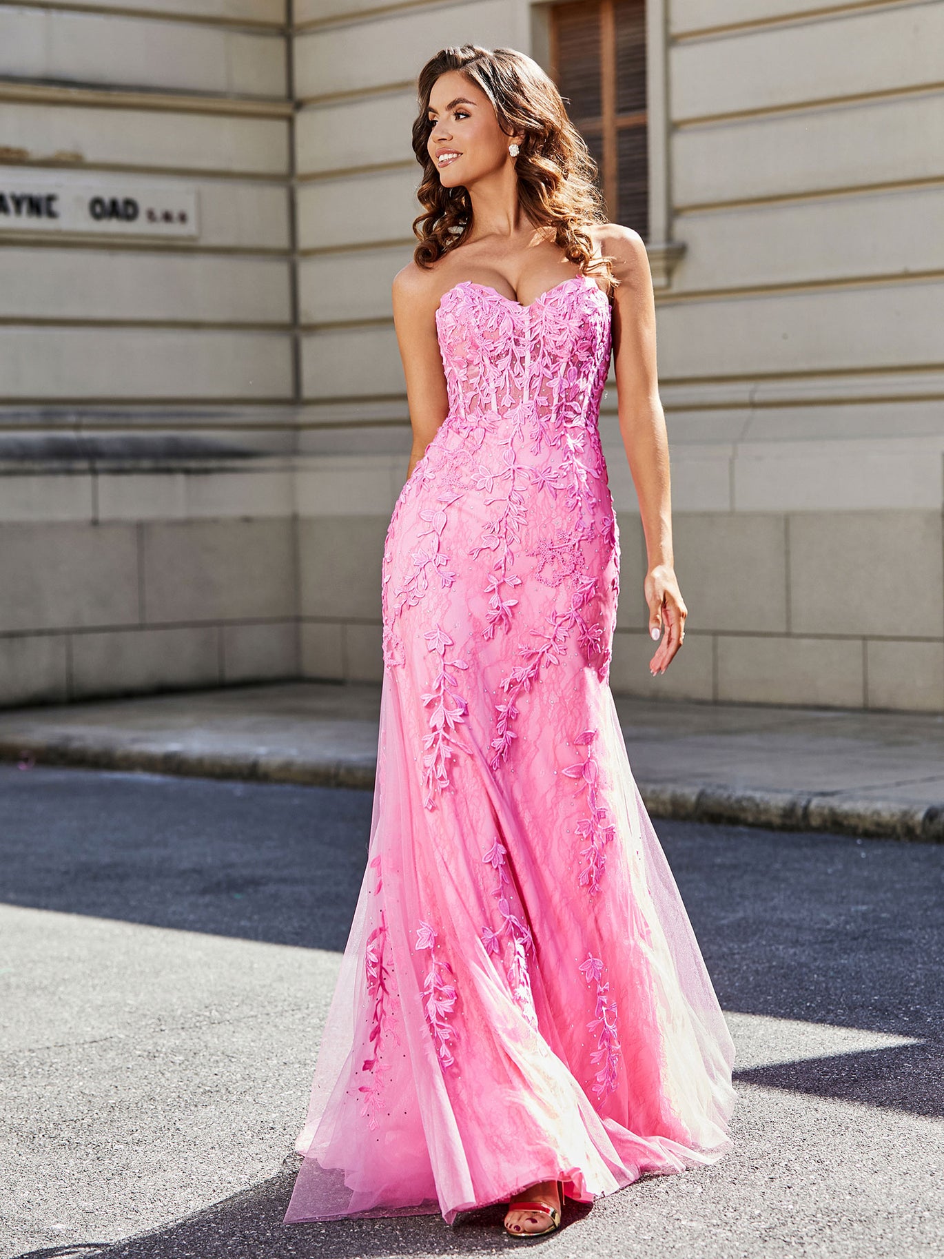 Backless Mermaid Tulle Lace Appliqued Gown Lilac