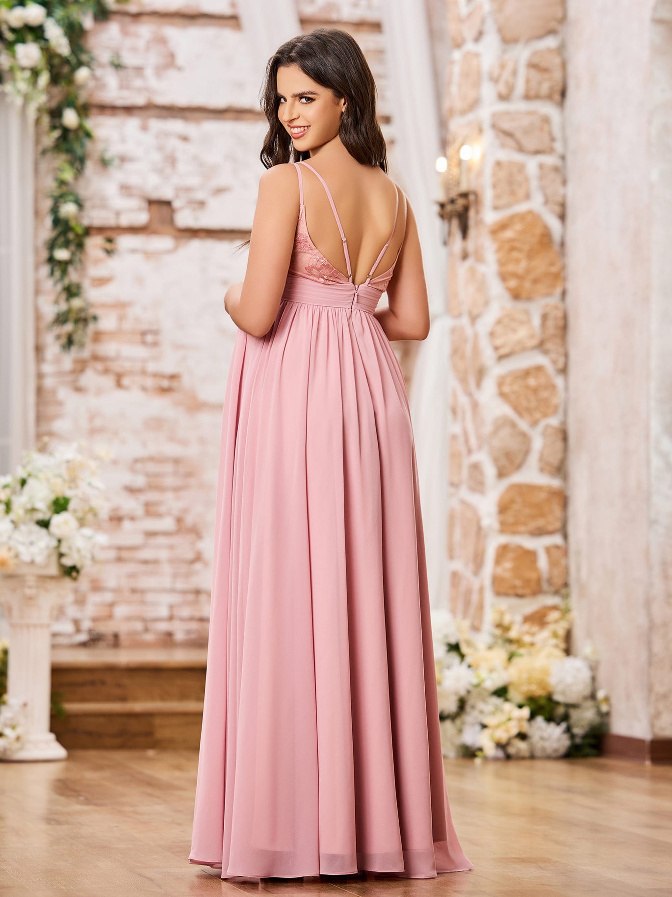 modest maternity bridesmaid dresses Grey Pregnant Lace Top Modest Illusion Neck Maxi Bridesmaid Dresses