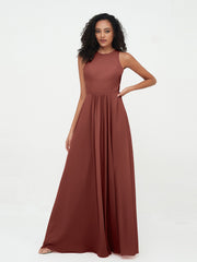 Princess Long Chiffon Dresses with Slit-Terracotta Plus Size