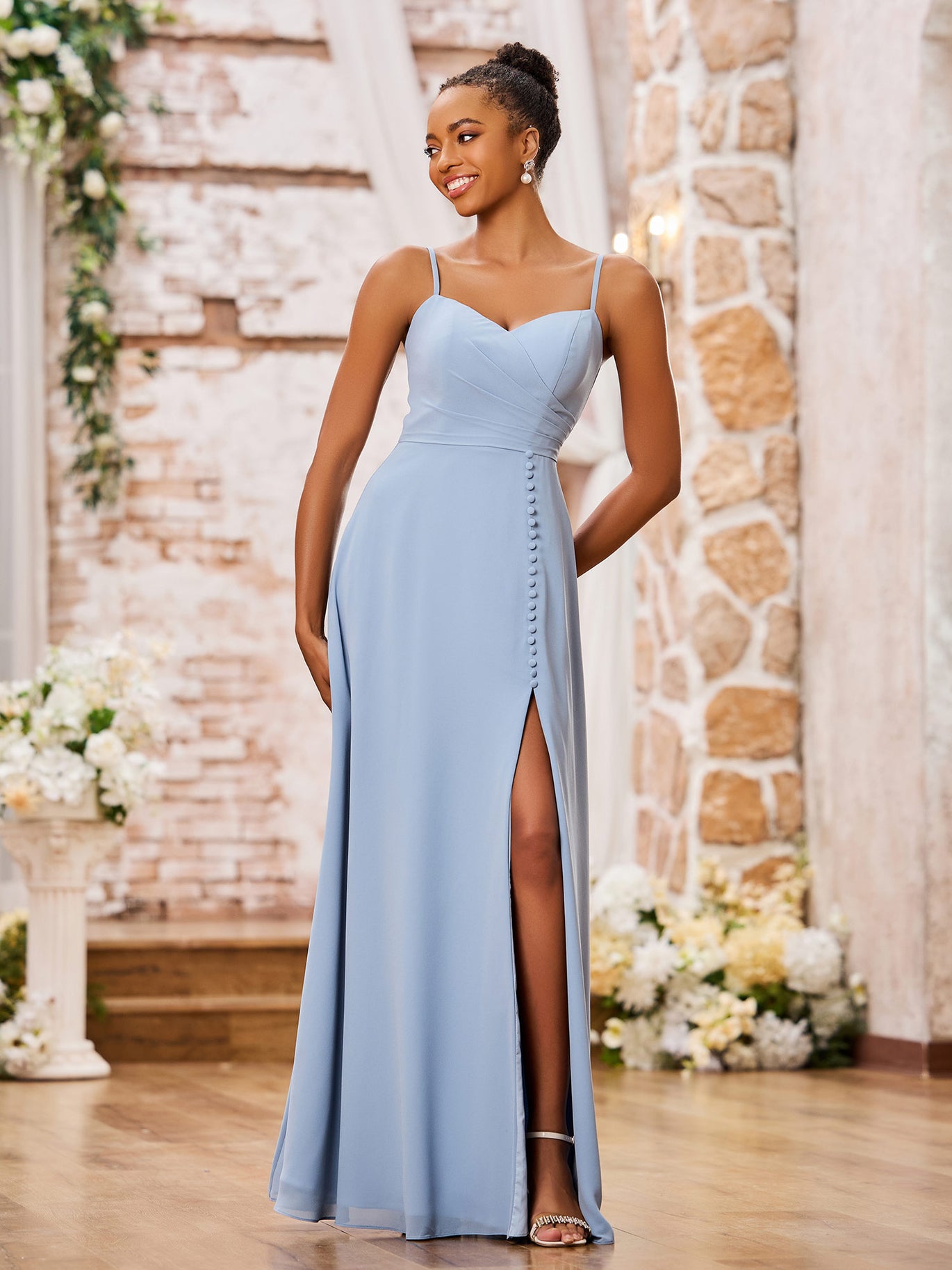 BABARONI Sweetheart Neck Spaghetti Straps Chiffon Dresses with Slit Mint Green, Mint Green / US0 BABARONI Sweetheart Neck Spaghetti Straps Chiffon Dresses with Slit Mint Green, Mint Green / US0