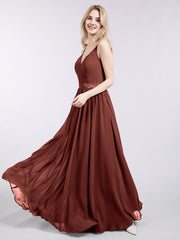 Spaghetti Strap Chiffon Bridesmaid Dress-Terracotta