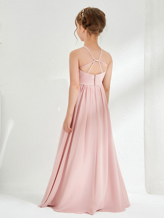 Knee-Length Junior Bridesmaid Dresses With Bowknot Straps Dusty Rose main image 1