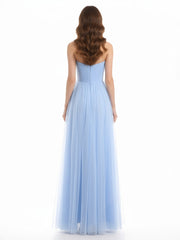 Sweetheart Neck Strapless Empire Tulle Dresses-Sky Blue