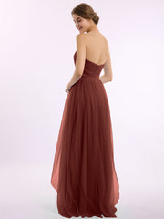 Sweetheart Neck Strapless Empire Tulle Dresses-Terracotta