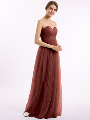 Sweetheart Neck Strapless Empire Tulle Dresses-Terracotta Plus Size