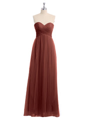 Sweetheart Neck Strapless Empire Tulle Dresses-Terracotta Plus Size