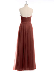 Sweetheart Neck Strapless Empire Tulle Dresses-Terracotta