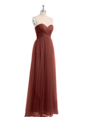 Sweetheart Neck Strapless Empire Tulle Dresses-Terracotta