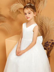 Beaded Lace and Tulle Flower Girl Ball Gown Dress