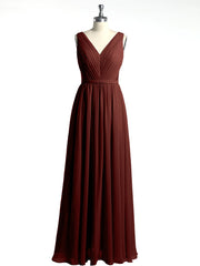 V-neck Chiffon Dresses with Lace Back-Terracotta