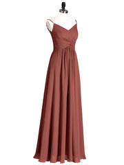 Empire Bridesmaid Gown with Spaghetti Strap-Terracotta