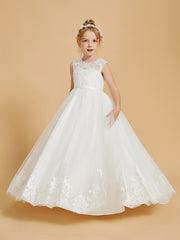 Embroidery Lace/Tulle Floor-Length Flower Girl Dress