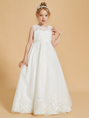 Embroidery Lace/Tulle Floor-Length Flower Girl Dress