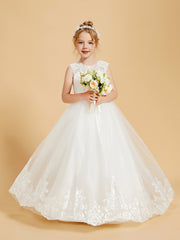 Embroidery Lace/Tulle Floor-Length Flower Girl Dress
