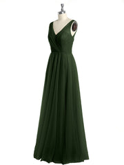 Illusion V-neck Tulle Long Dresses-Olive Green Plus Size