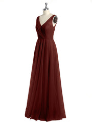 Illusion V-neck Tulle Long Dresses-Terracotta Plus Size