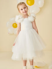 Lace-up Back Tulle Tea-Length Flower Girl Dress