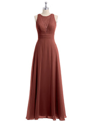 Lace Deep V-neck and Back Chiffon Long Dresses-Terracotta