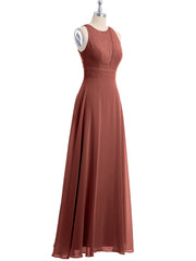 Lace Deep V-neck and Back Chiffon Long Dresses-Terracotta