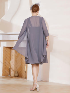 A-line Chiffon Dress With Jacket Grape