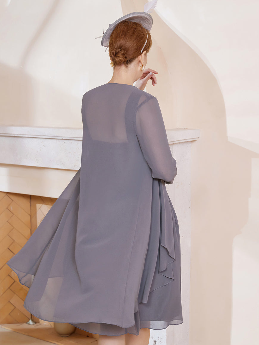 A-line Chiffon Dress With Jacket Cabernet main image 1