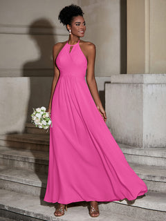 Halter Chiffon Long Dresses for Bridesmaids-Azalea