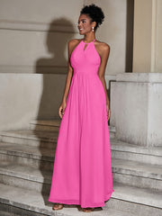Halter Chiffon Long Dresses for Bridesmaids-Azalea