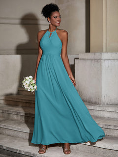 Halter Chiffon Long Dresses for Bridesmaids-Jade