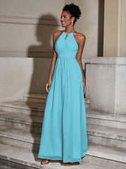 Halter Chiffon Long Dresses for Bridesmaids-Pool