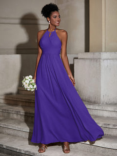 Halter Chiffon Long Dresses for Bridesmaids-Regency