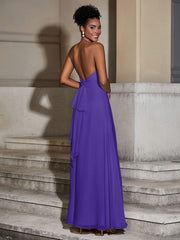 Halter Chiffon Long Dresses for Bridesmaids-Regency