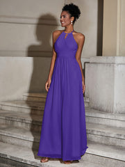 Halter Chiffon Long Dresses for Bridesmaids-Regency