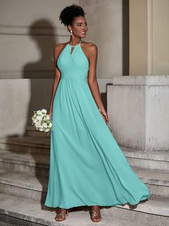 Halter Chiffon Long Dresses for Bridesmaids-Spa