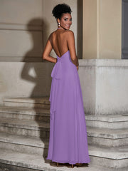 Halter Chiffon Long Dresses for Bridesmaids-Tahiti