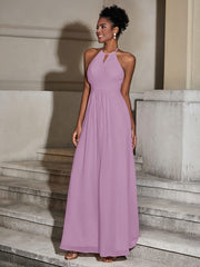 Halter Chiffon Long Dresses for Bridesmaids-Wisteria