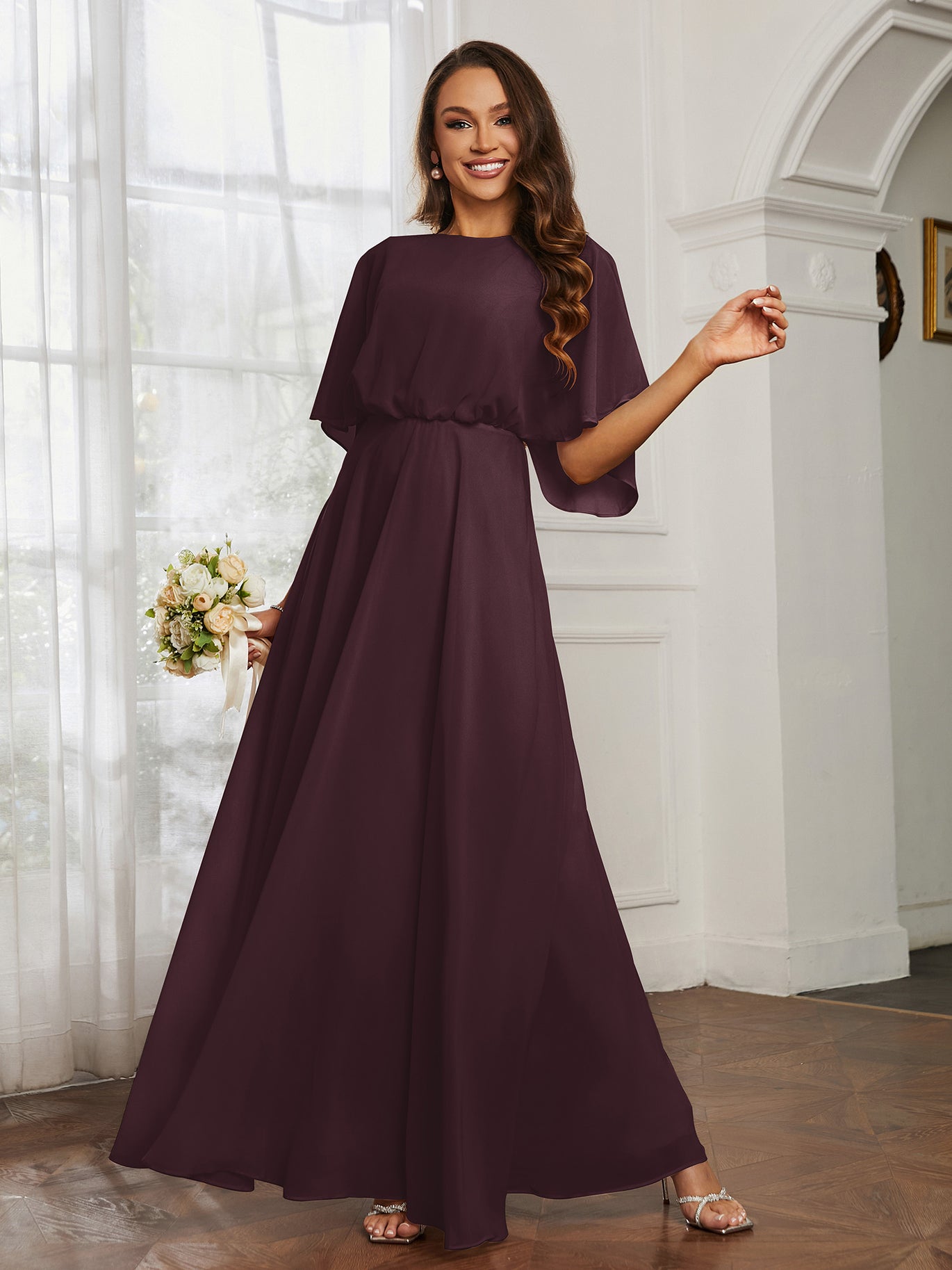 bridesmaid dresses with sleeves modest Red Mermaid Long Sleeves Lace Bridesmaid Dresses, MBD231 main image 1