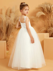 Floral Lace Floor-length Tulle Flower Girl Dress