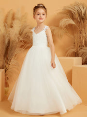 Floral Lace Floor-length Tulle Flower Girl Dress