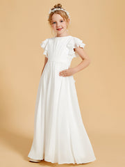 Ruffles Scoop Neck Flutter Sleeves Flower Girl Dress