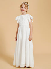 Ruffles Scoop Neck Flutter Sleeves Flower Girl Dress
