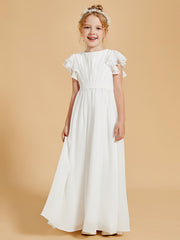 Ruffles Scoop Neck Flutter Sleeves Flower Girl Dress