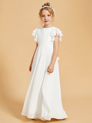 Ruffles Scoop Neck Flutter Sleeves Flower Girl Dress