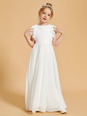 Ruffles Scoop Neck Flutter Sleeves Flower Girl Dress