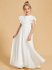 Ruffles Scoop Neck Flutter Sleeves Flower Girl Dress