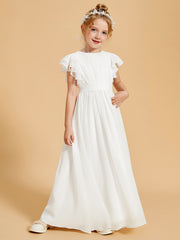 Ruffles Scoop Neck Flutter Sleeves Flower Girl Dress